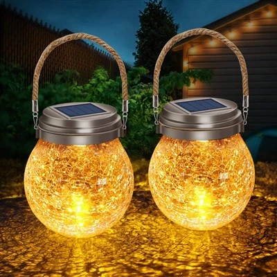 Le jardin de boule du verre LED de crépitement allume les lanternes actionnées solaires