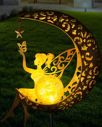 Figurine de lune féerique, statue de jardin solaire étanche, décoration extérieure