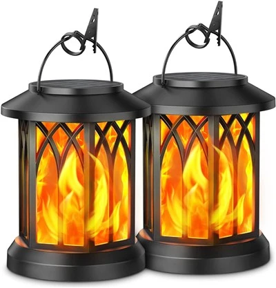 Lanterne solaire suspendue à flamme vacillante
