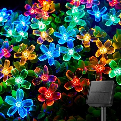 Guirlandes solaires à fleurs LED pour clôture de jardin