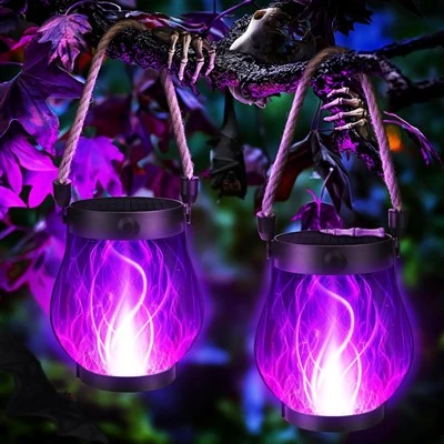 Lumière de flamme solaire LED suspendue, mode de chargement solaire et USB étanche pour l'extérieur