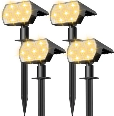Lampes solaires de jardin à énergie solaire, imperméables, blanc chaud, 3 Modes d'éclairage, pour l'extérieur